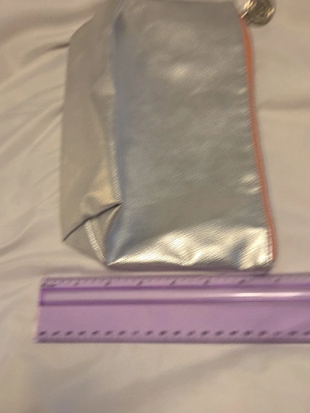it cosmetics Silver Cosmetic Pouch with Pink Trim